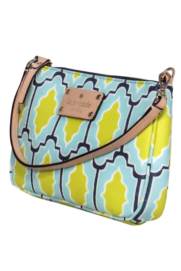 Current Boutique-Kate Spade - Teal, Chartreuse & Navy Print Convertible Wristlet