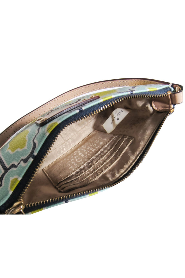 Current Boutique-Kate Spade - Teal, Chartreuse & Navy Print Convertible Wristlet