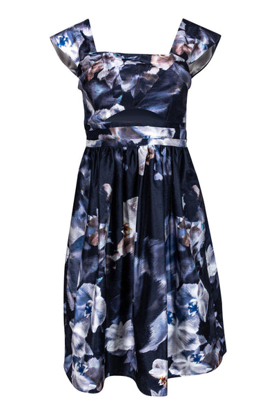 Current Boutique-Keepsake - Navy Floral Off-the-Shoulder Confession Dress Sz M