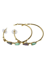 Current Boutique-Kendra Scott - Gold Hoop Earrings w/ Multicolor Stones
