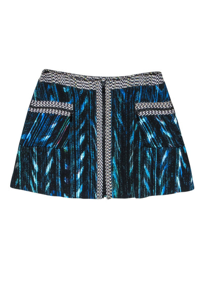 Current Boutique-Kenzo - Teal Front Zip Mini Skirt w/ Contrast Trim Sz M
