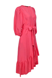 Current Boutique-Kobi Halperin - Bubblegum Pink Puff Sleeve "Lea" Maxi Wrap Dress Sz L