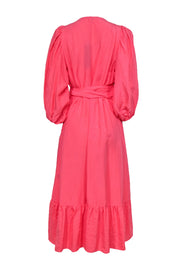 Current Boutique-Kobi Halperin - Bubblegum Pink Puff Sleeve "Lea" Maxi Wrap Dress Sz L