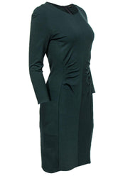 Current Boutique-Kobi Halperin - Dark Green Ruched Sheath Dress Sz 8
