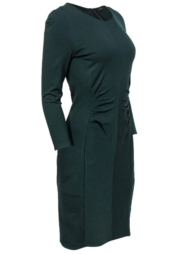 Current Boutique-Kobi Halperin - Dark Green Ruched Sheath Dress Sz 8
