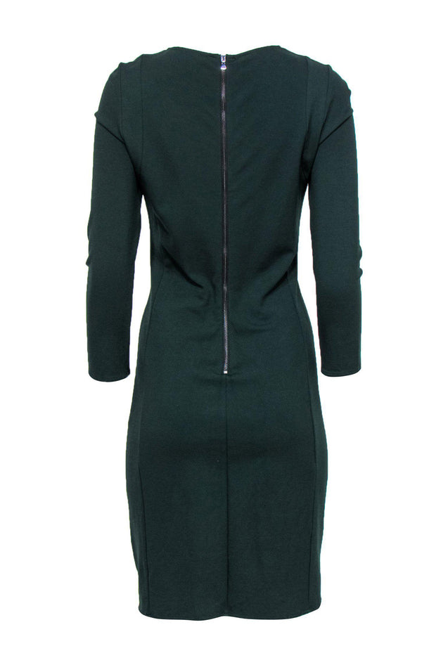 Current Boutique-Kobi Halperin - Dark Green Ruched Sheath Dress Sz 8