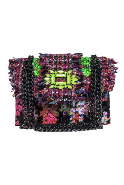 Current Boutique-Kurt Geiger - Pink & Multicolor Tweed & Sequin Crossbody Bag