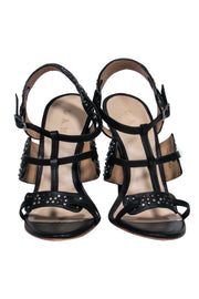 Current Boutique-L.A.M.B. - Black Leather Strappy Pumps w/ Studded Trim Sz 6