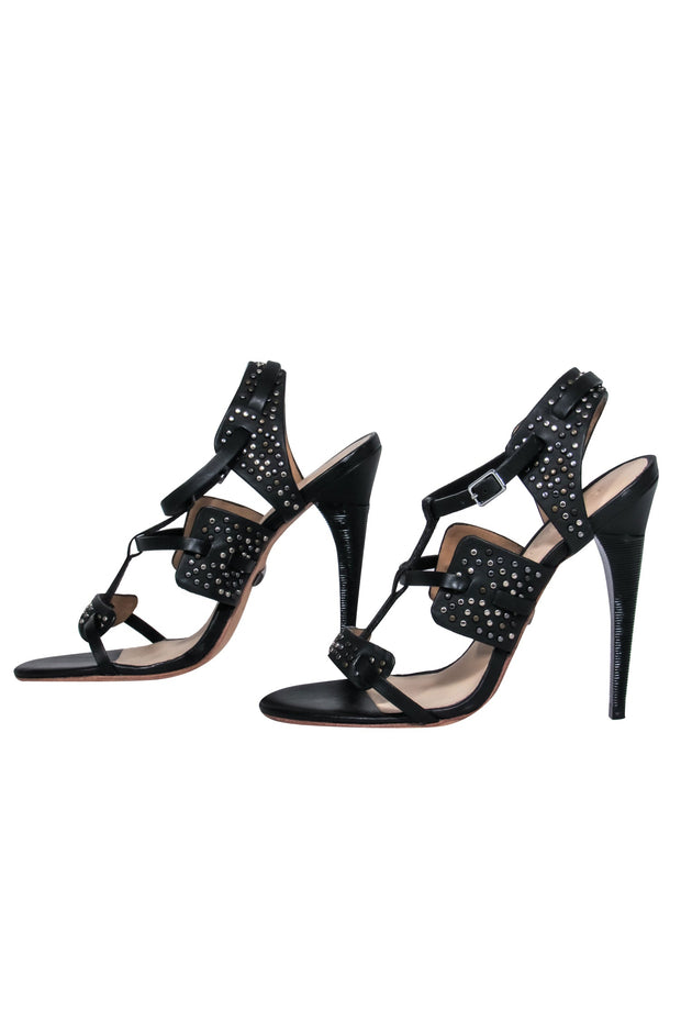 Current Boutique-L.A.M.B. - Black Leather Strappy Pumps w/ Studded Trim Sz 6