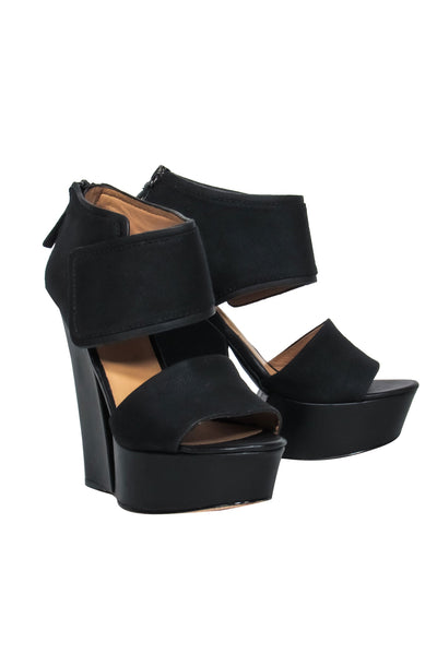 Current Boutique-LAMB - Black Wedge Heels w/ Cutout Sz 6.5