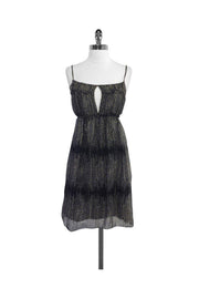 Current Boutique-L'Agence - Black & Grey Spotted Silk Spaghetti Strap Dress Sz 2