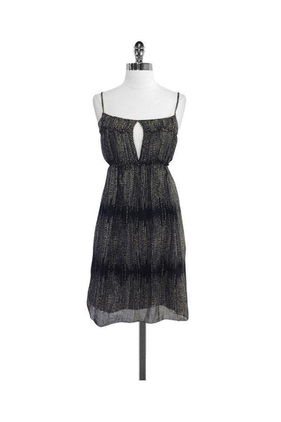 Current Boutique-L'Agence - Black & Grey Spotted Silk Spaghetti Strap Dress Sz 2