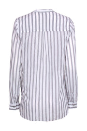 Current Boutique-L'Agence - Black & White Striped "Kyla" Draped Blouse Sz XS