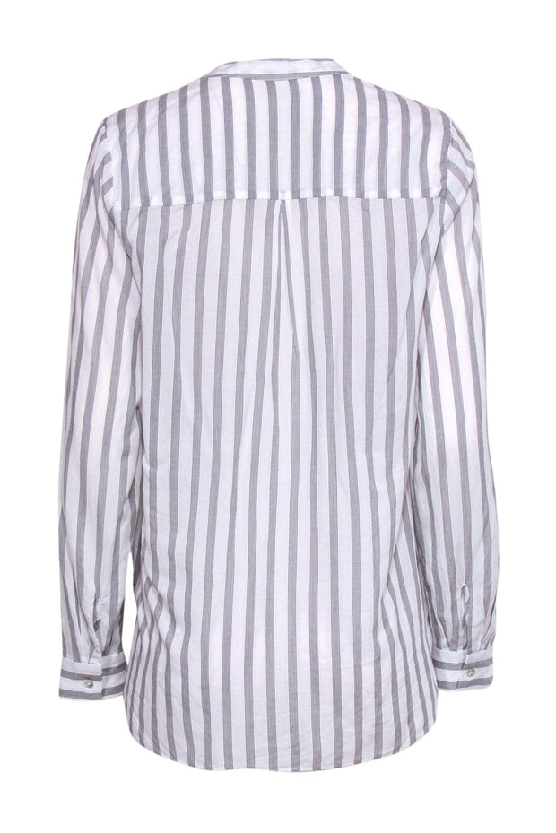 Current Boutique-L'Agence - Black & White Striped "Kyla" Draped Blouse Sz XS