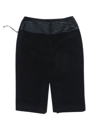 Current Boutique-L’Agence - Black Pencil Skirt w/ Braided Faux Leather Trim & Center Slit Sz 6
