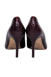 Current Boutique-L.K. Bennett - Maroon Crocodile Embossed Pointed Toe Pumps Sz 10