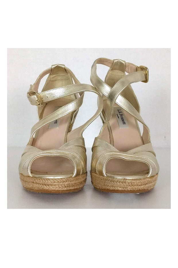 Current Boutique-L.K. Bennett - Gold Espadrille Wedges Sz 6