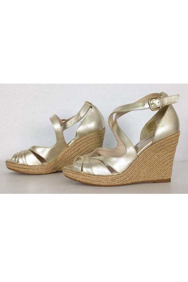 Current Boutique-L.K. Bennett - Gold Espadrille Wedges Sz 6