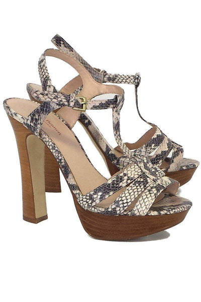 Current Boutique-L.K. Bennett - Snake Print Leather Platform Sandals Sz 8