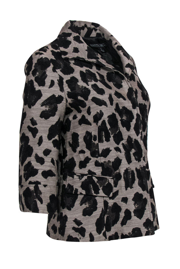 Current Boutique-Lafayette 148 - Tan & Black Leopard Print Button-Up Blazer Sz 4