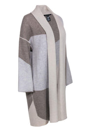 Current Boutique-Lafayette 148 - Brown, Beige, & Grey Colorblocked Cashmere Cardigan Sz S