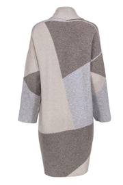 Current Boutique-Lafayette 148 - Brown, Beige, & Grey Colorblocked Cashmere Cardigan Sz S
