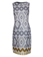 Current Boutique-Lafayette 148 - Taupe Printed Sleeveless Sheath Dress Sz 12