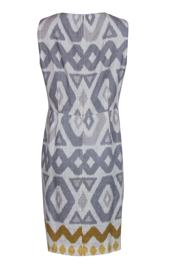 Current Boutique-Lafayette 148 - Taupe Printed Sleeveless Sheath Dress Sz 12