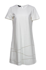 Current Boutique-Lafayette 148 - White Short Sleeved Shift Dress w/ Cutouts Sz M