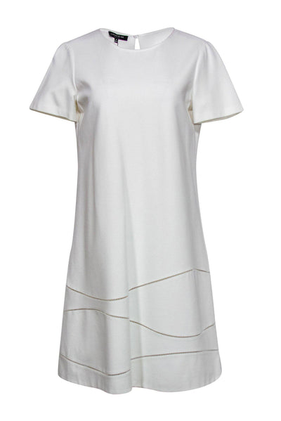 Current Boutique-Lafayette 148 - White Short Sleeved Shift Dress w/ Cutouts Sz M