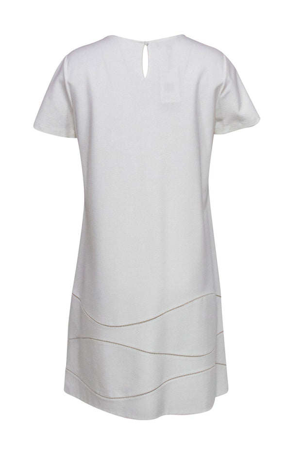 Current Boutique-Lafayette 148 - White Short Sleeved Shift Dress w/ Cutouts Sz M