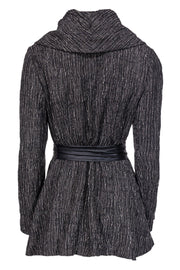 Current Boutique-Lafayette 148 - Grey Open Front Jacket w/ Tie Sz 2