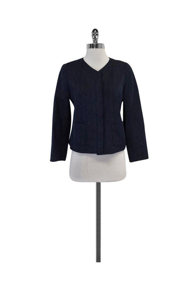 Current Boutique-Lafayette 148 - Blue Zebra Print Silk Blend Jacket Sz 4