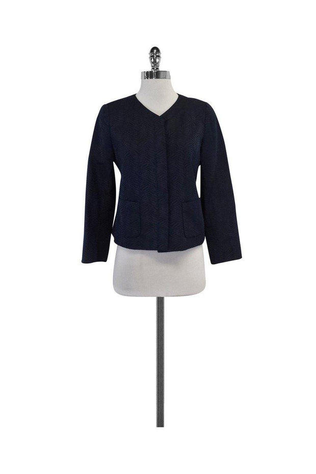 Current Boutique-Lafayette 148 - Blue Zebra Print Silk Blend Jacket Sz 4