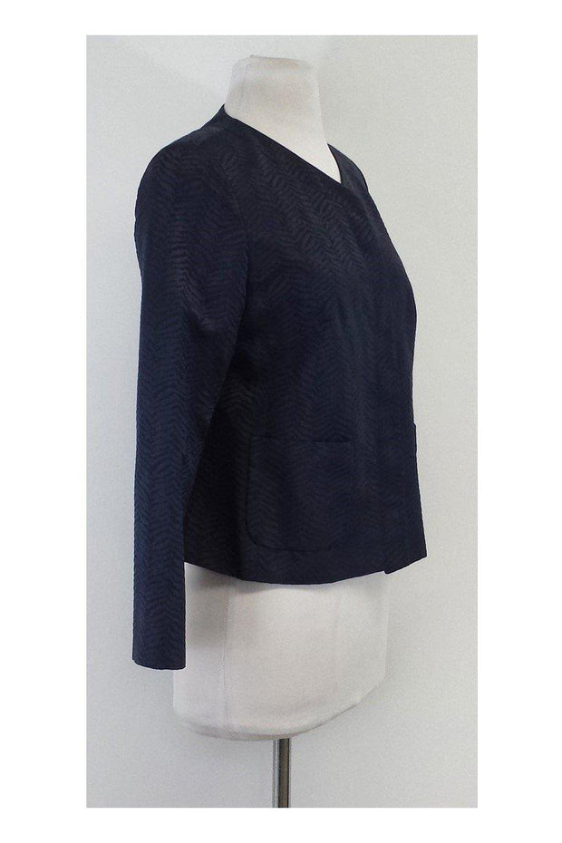Current Boutique-Lafayette 148 - Blue Zebra Print Silk Blend Jacket Sz 4