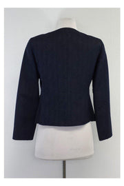 Current Boutique-Lafayette 148 - Blue Zebra Print Silk Blend Jacket Sz 4