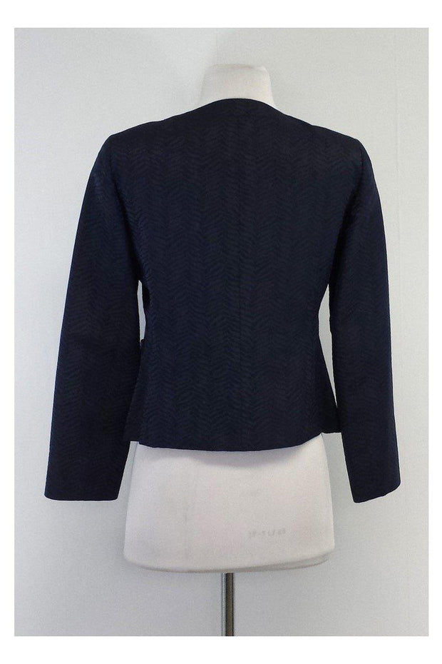 Current Boutique-Lafayette 148 - Blue Zebra Print Silk Blend Jacket Sz 4