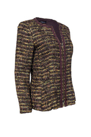 Current Boutique-Lafayette 148 - Brown & Green Tweed Zip Up Jacket Sz 4
