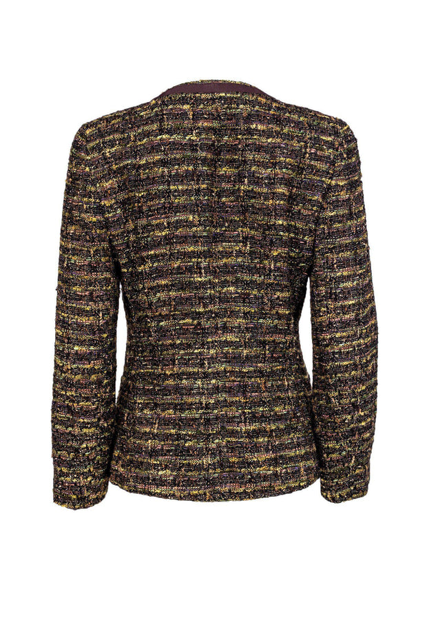 Current Boutique-Lafayette 148 - Brown & Green Tweed Zip Up Jacket Sz 4