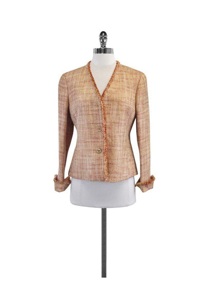 Current Boutique-Lafayette 148 - Pink & Gold Tweed Jacket Sz 4