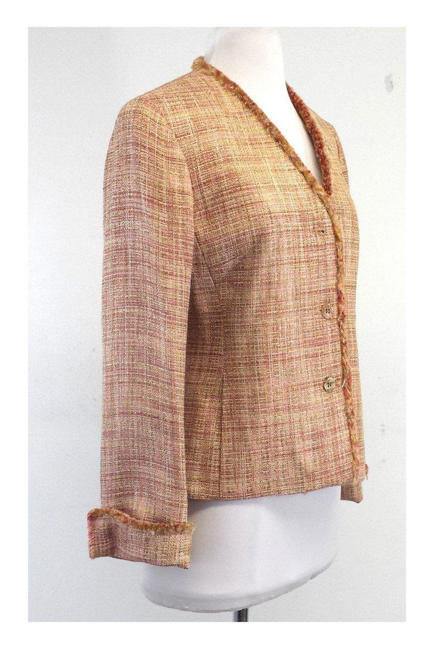 Current Boutique-Lafayette 148 - Pink & Gold Tweed Jacket Sz 4