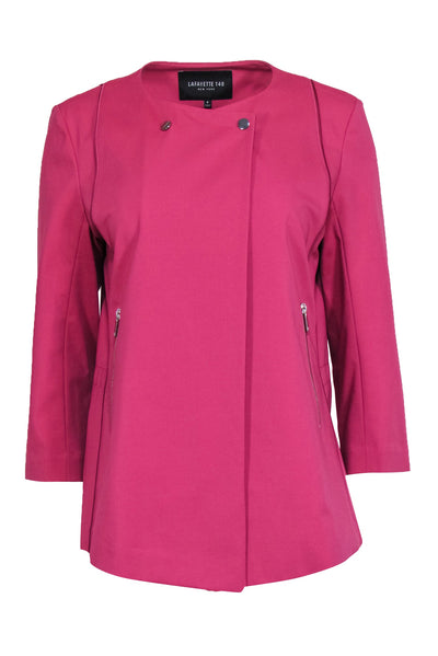 Current Boutique-Lafayette 148 - Berry Pink "Sangria" Moto-Style Jacket Sz 8
