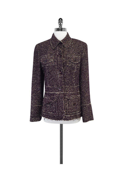 Current Boutique-Lafayette 148 - Plum Tweed Alpaca Jacket Sz 8