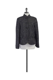 Current Boutique-Lafayette 148 - Black White & Silver Tweed Jacket Sz 8