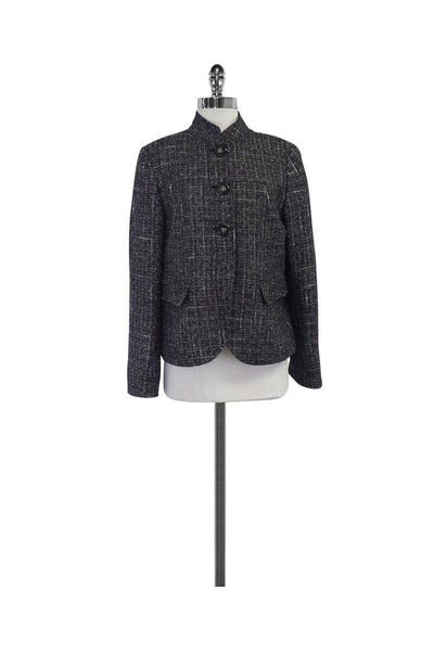 Current Boutique-Lafayette 148 - Black White & Silver Tweed Jacket Sz 8