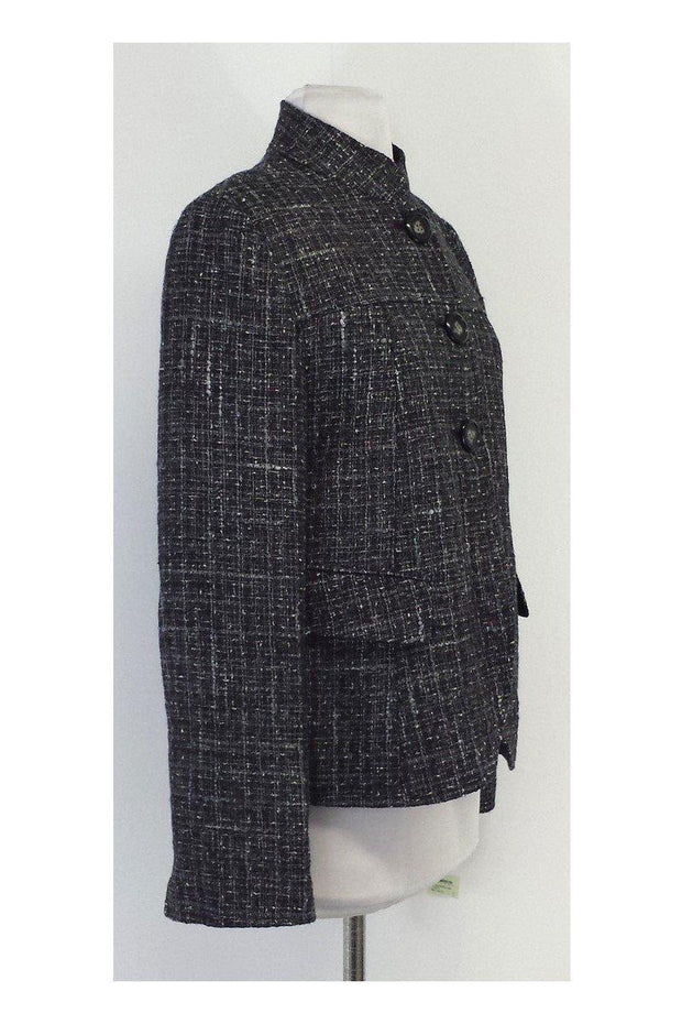 Current Boutique-Lafayette 148 - Black White & Silver Tweed Jacket Sz 8