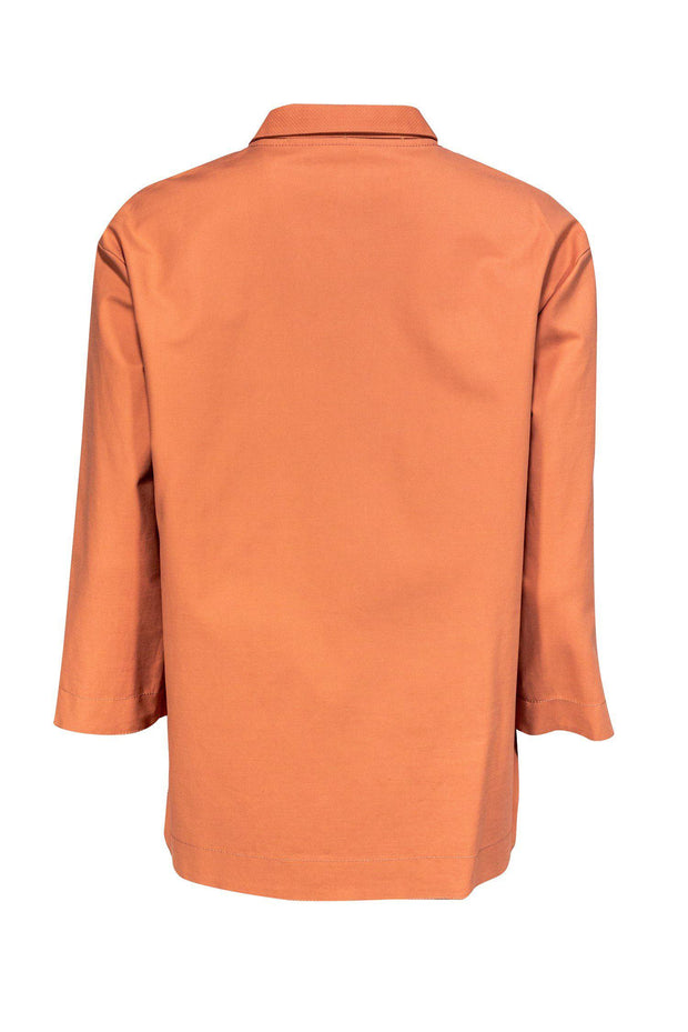 Current Boutique-Lafayette 148 - Sienna Colored 3/4 Sleeve Boxy Jacket Sz M