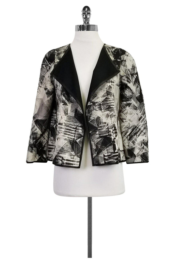 Current Boutique-Lafayette 148 - Abstract Print Open Jacket Sz P