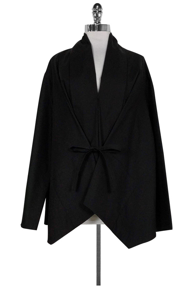 Current Boutique-Lafayette 148 - Black Oversized Tie Front Jacket Sz P