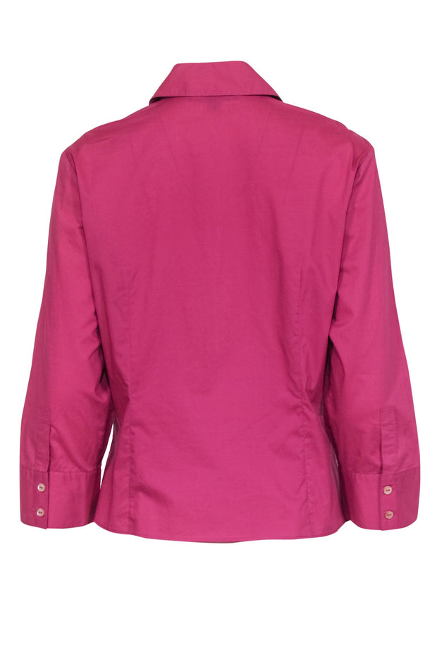 Current Boutique-Lafayette 148- Pink Cotton Button Up W/ Belt Tie & Collar Sz 10